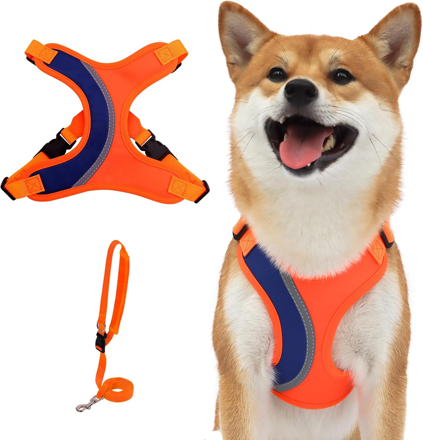 _ Juego de arnés y correa para perro, arnés ajustable para cachorro, chaleco suave y reflectante para perros pequeños y medianos que caminan (M,