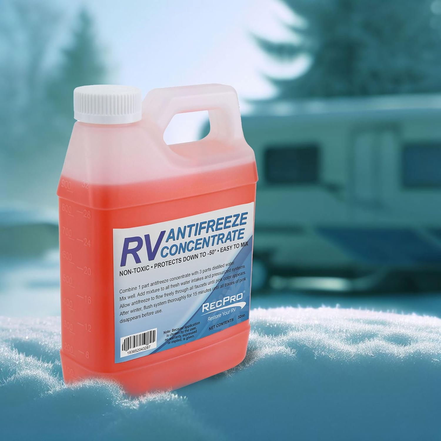 RecPro 32 onzas -50 grados Fahrenheit Protección RV Anticongelante Concentrado Líquido Mezclador para Invernación Vehículos Recreativos (Paquete de