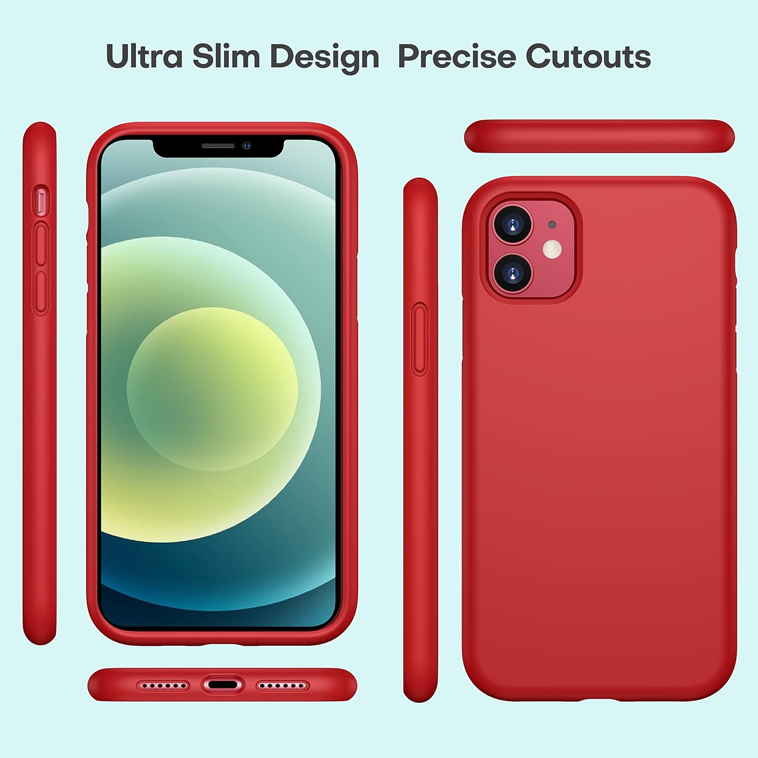 CellEver Funda de silicona ultraduradera para iPhone 11, protección contra caídas de grado militar 3 capas y doble revestimiento ajuste delgado a