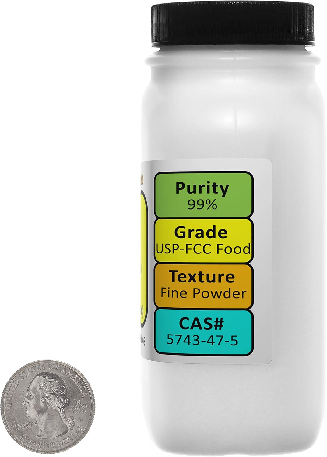 Lactato de calcio C6H10CaO6.5H2O 99% USP-FCC Polvo de grado alimenticio 6 Oz en una botella
