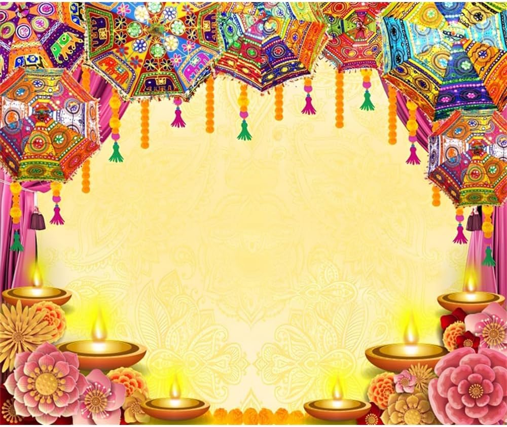 Telón de fondo indio Diwali Pooja para fotografía, 10 x 8 pies, vinilo indio, tradicional, Puja Ganpati Mehndi Diwali, Festival de fotos, decoración