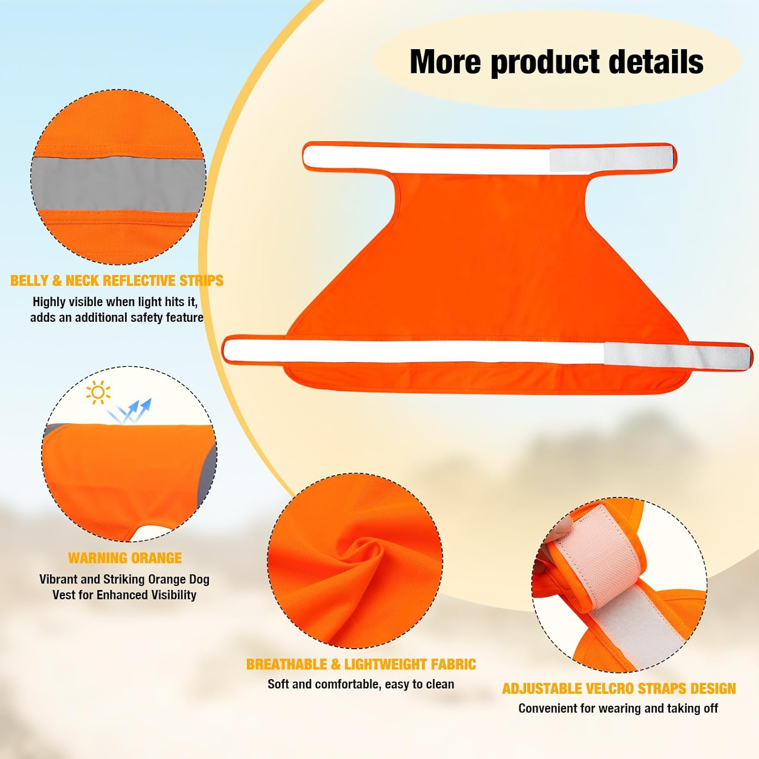 Chaleco reflectante para perro de 2 piezas para caza, chaleco de seguridad para perro naranja brillante de alta visibilidad, chaqueta reflectante