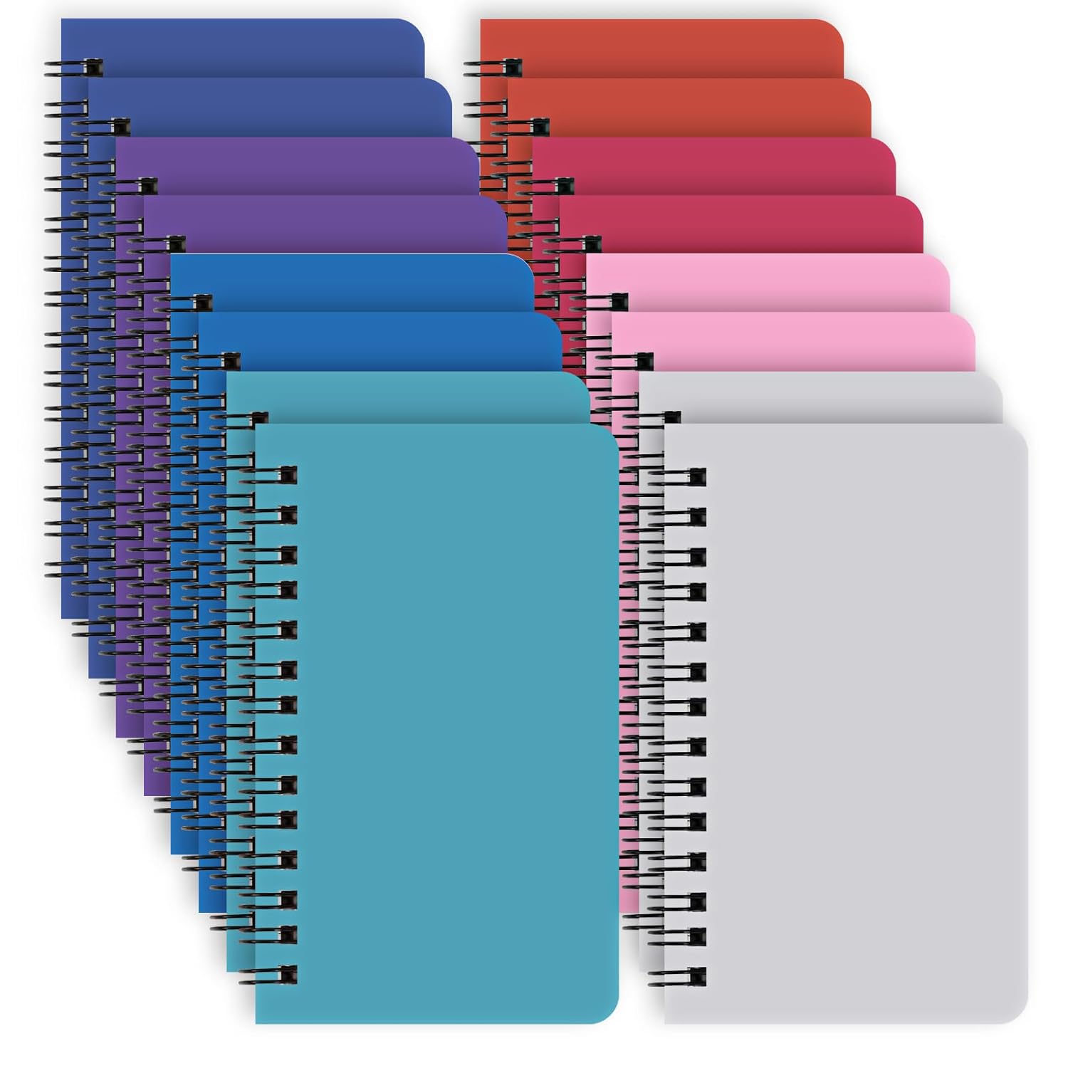 EOOUT Paquete de 16 blocs de notas de 3 x 5 pulgadas, cuadernos de bolsillo pequeños en espiral, mini bloc de notas rayado universitario, 8 hojas de