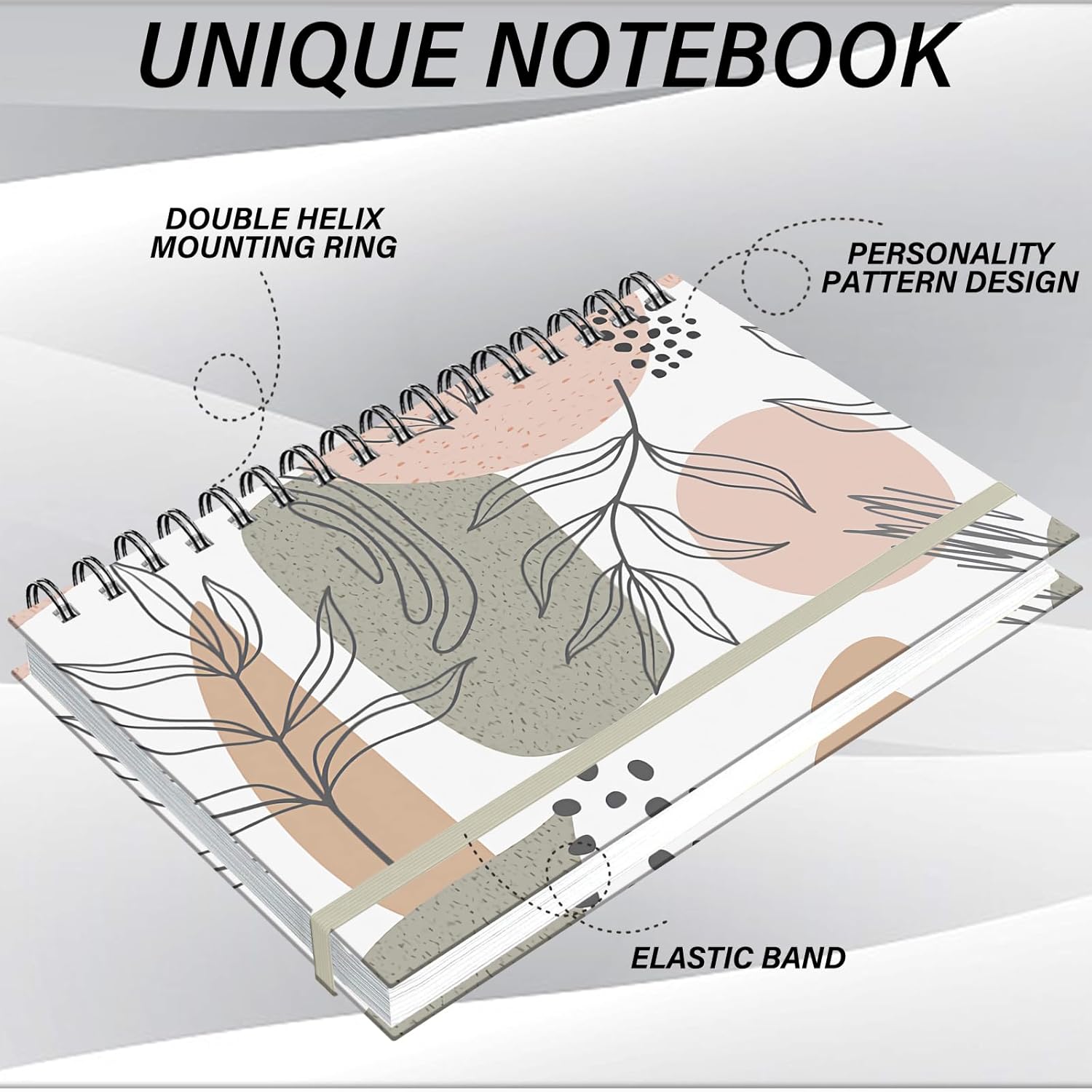 Cuaderno de espiral de tapa dura de 5.5 x 8.3 pulgadas, papel grueso de 80 GSM, 60 hojas, 120 páginas con banda de cierre elástica para niñas,