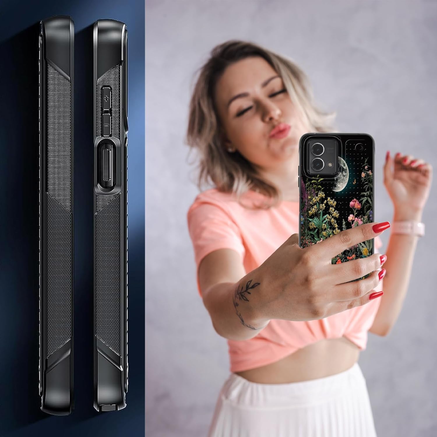 Funda para Moto G Stylus 5G 2023 con protector de pantalla, a prueba de golpes, 2 en 1, parte trasera duradera de policarbonato duro texturizado y