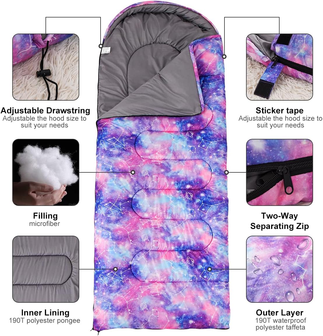 Holawakaka Saco de dormir al aire libre para adultos, 3 estaciones, cálido clima frío, impermeable, ligero, bolsas de dormir para adultos,