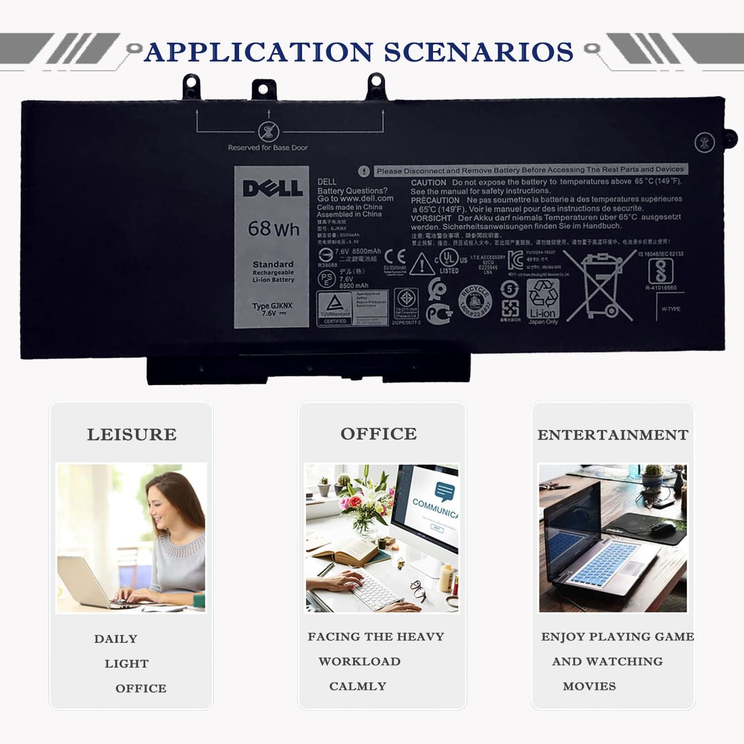 DELL GJKNX – Batería para Dell Latitude 5280 5288 5480 5488 5490 5495 5580 5590 5591 E5280 E5288 E5480 E5488 E5580 E5590 E5488 E5590 E5Precisión 591