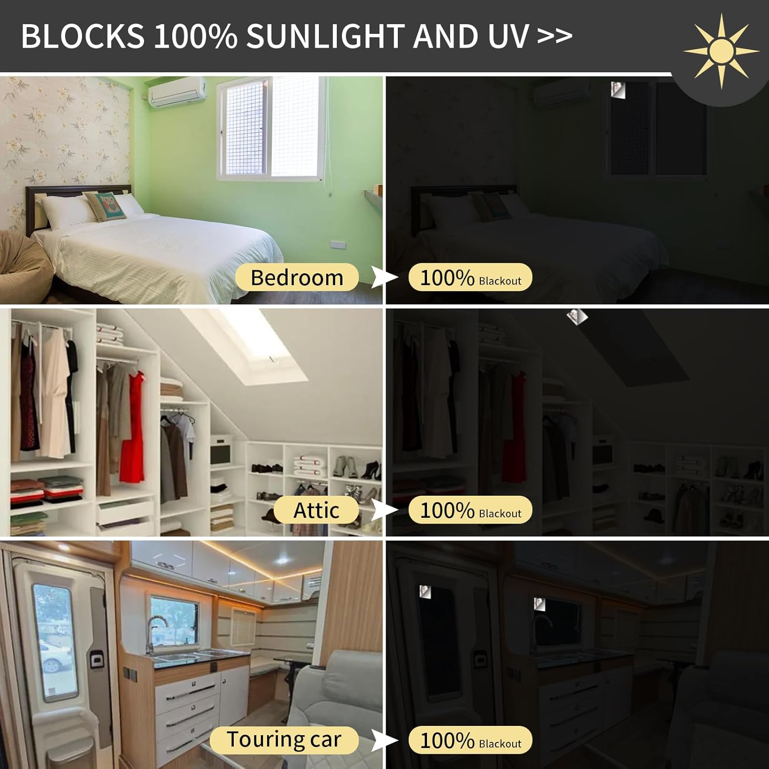 AJAZZ Cortinas opacas portátiles 100% opacas para dormitorio, cortinas de ventana pequeña, sin luz, ventanas de cocina, aisladas para guardería,