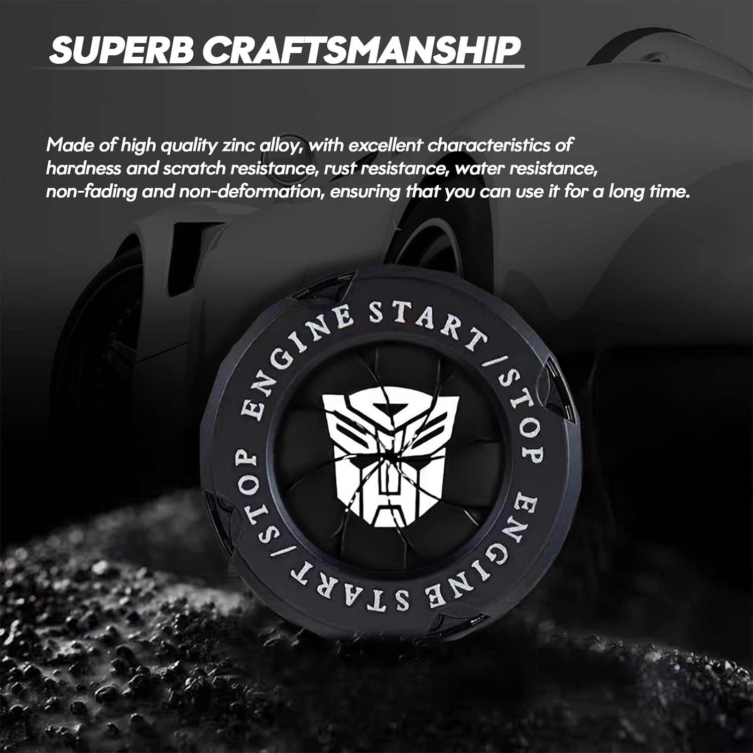 Cubierta de botón de arranque giratorio, cubierta universal para botón de arranque del motor de automóvil, Autobots Pegatinas para coche, decoración