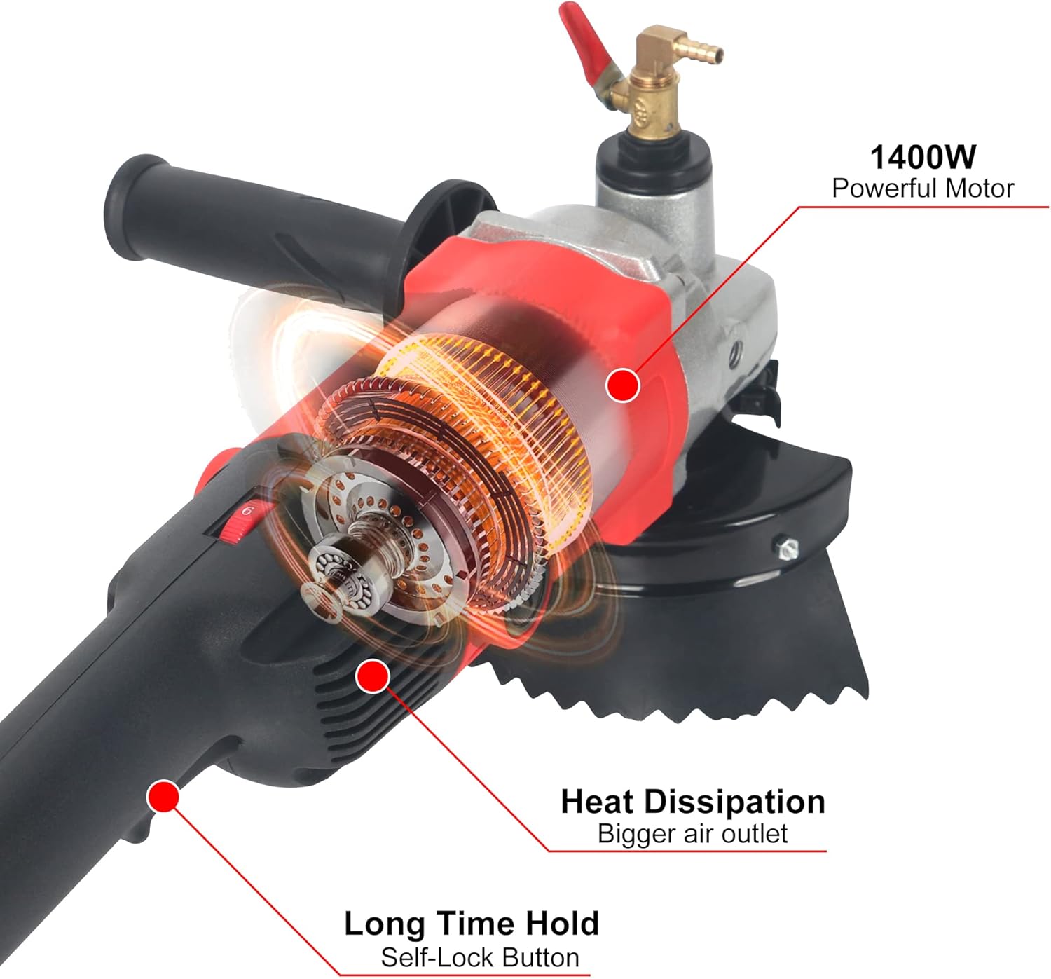 Pulidora húmeda de 1400 W con protección contra fugas, máquina amoladora de tampón húmedo de piedra de 4 pulgadas, velocidad variable para granito,