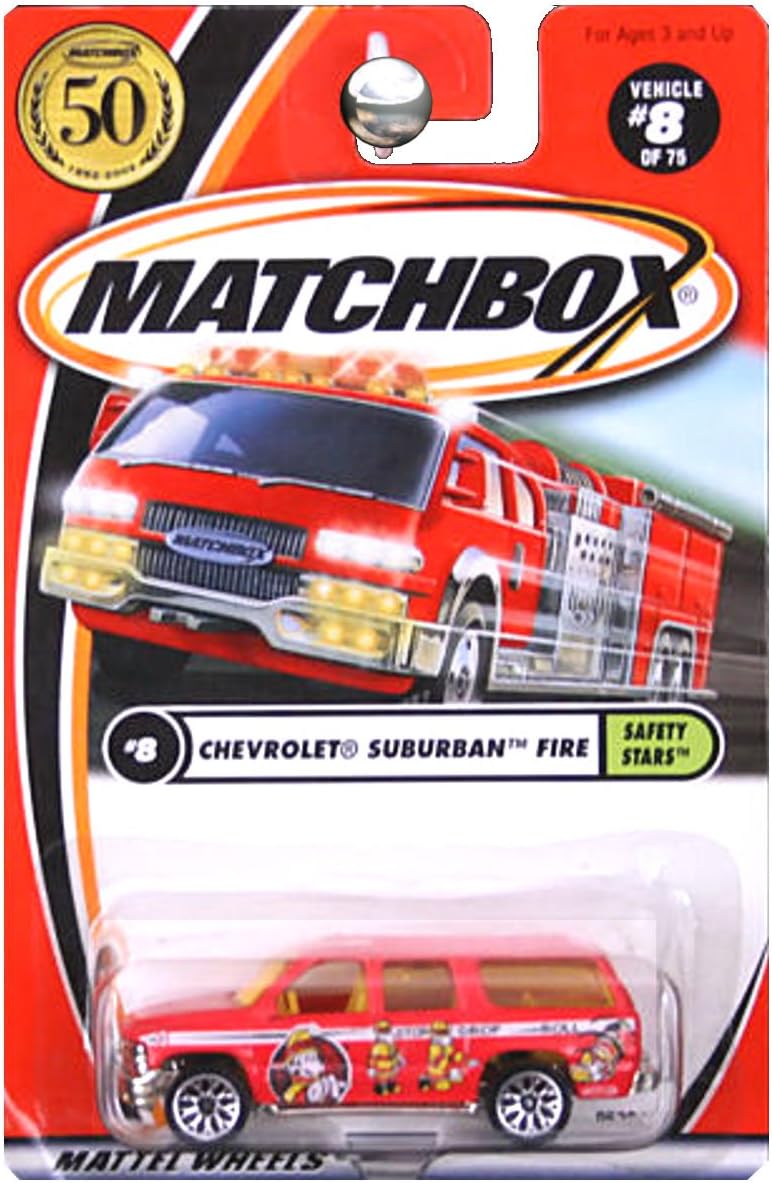 Matchbox 2002-8 Safety Stars Chevrolet Suburban Fire RED Escala 164