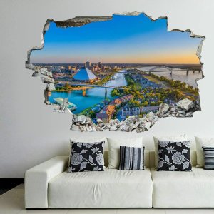 Calcomanías de pared rotas 3D Memphis Tennessee TN Downtown Drone Skyline de 36 x 24 pulgadas, vinilo de pared extraíble, despegar y pegar, Calcomanías de pared rotas 3D Memphis Tennessee TN Downtown Drone Skyline de 36 x 24 pulgadas, vinilo de pared extraíble, despegar y pegar,