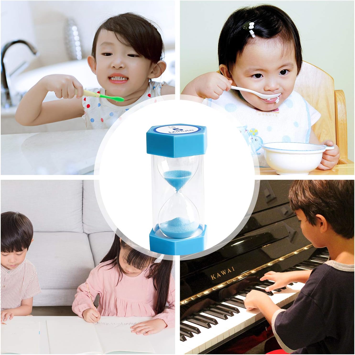 XINBAOHONG Temporizador de arena de reloj de arena, reloj de arena de plástico, temporizador de cristal de arena para juegos de niños, aula, hogar,