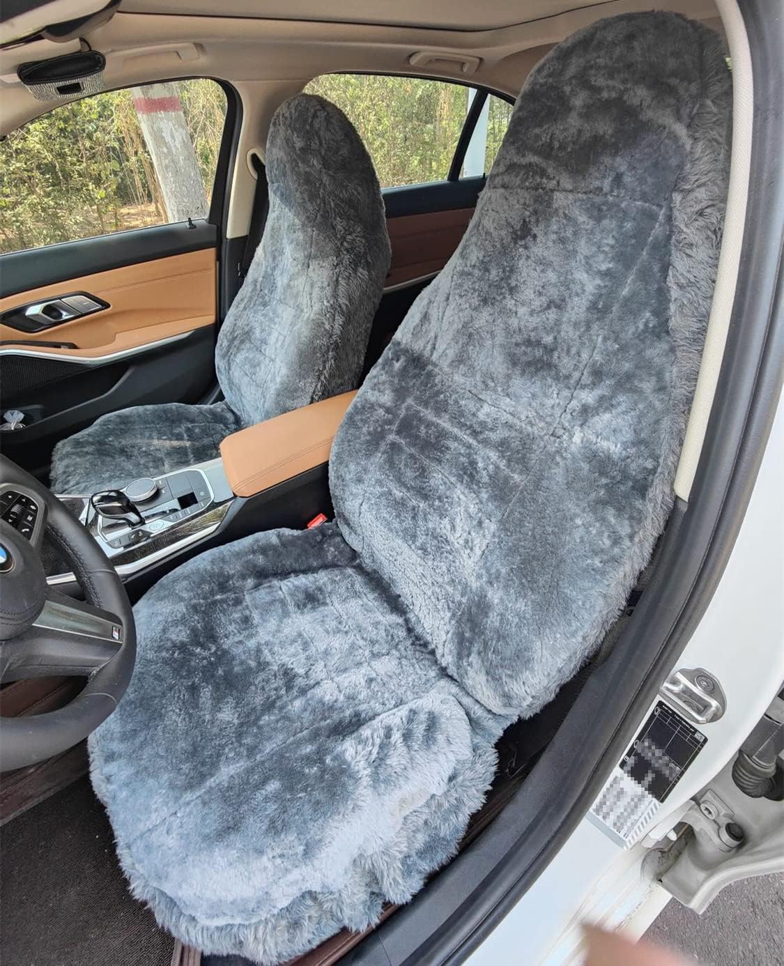 Sisha-A Funda de asiento de piel de oveja, funda de asiento de piel de oveja australiana genuina, ajuste universal, cobertura completa, Furry, funda