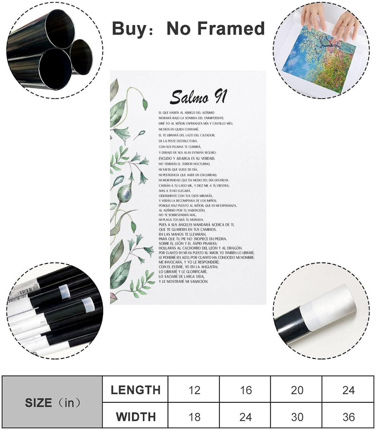 Salmo 91, Póster Con Versículo Bíblico Español Salmo 91, Verso De La Biblia, Lienzo Para Pintura, Pó Pó Pó Pintura Decorativa Lienzo Póster De Pared