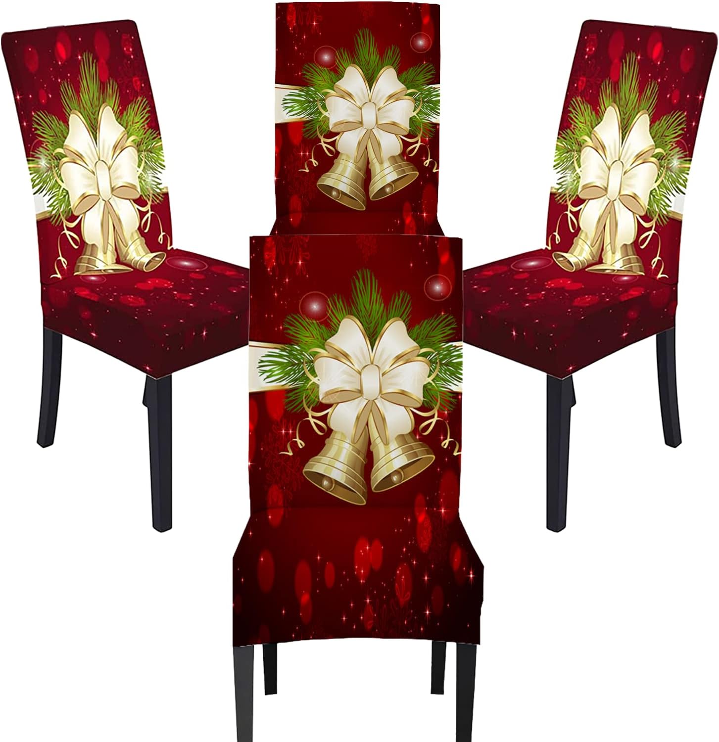 Timberer Juego de 4 fundas para sillas de Navidad, fundas elásticas para sillas de cocina, fundas lavables para comedor, fiestas de vacaciones,