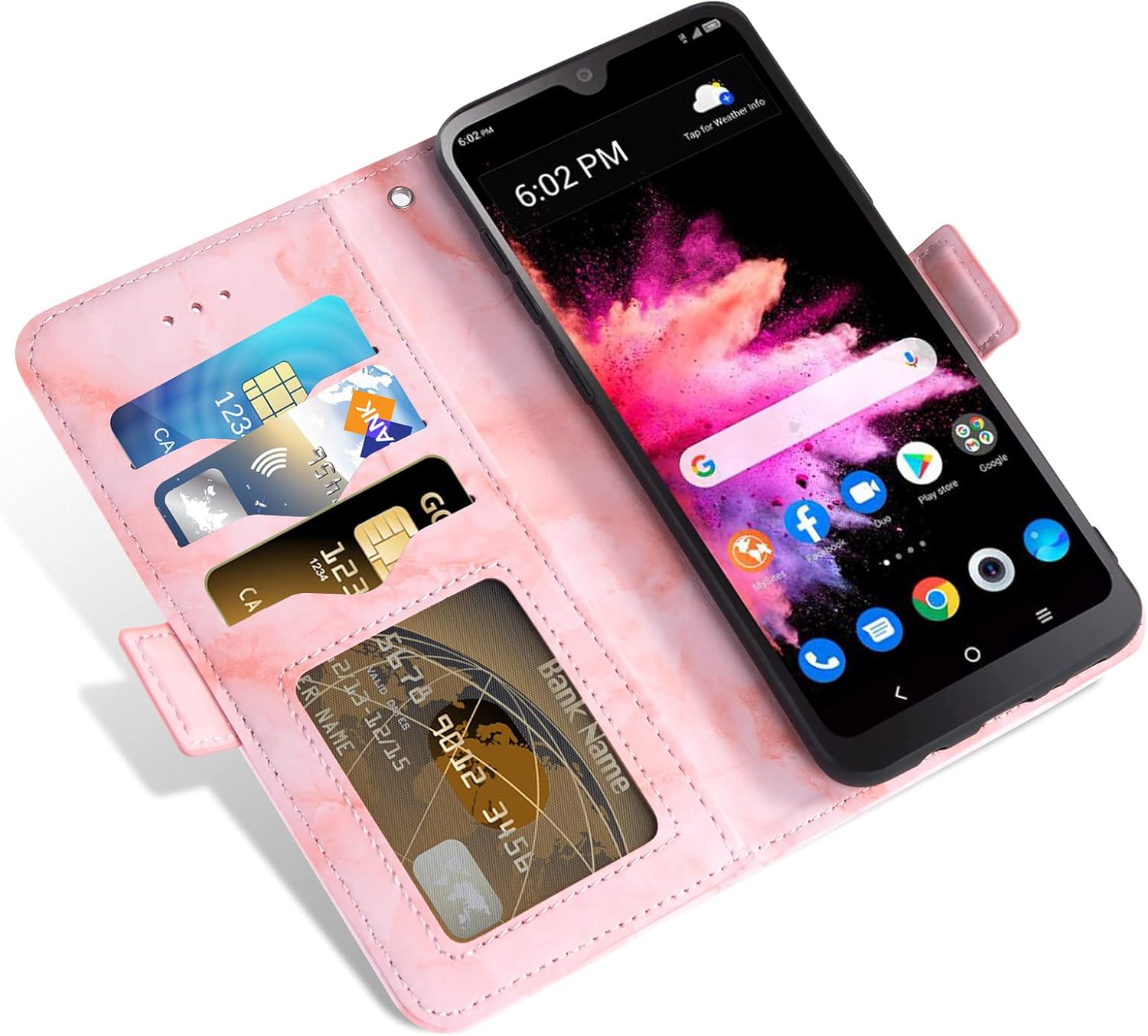 Asuwish Funda de teléfono para TCL 30Z30 LE T602DL con protector de pantalla de vidrio templado y cubierta de cartera de mármol, soporte para