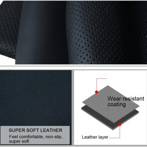 Para SsangYong Korando 2010-2019, funda para volante de automóvil, cuero genuino negro cosido a mano Para SsangYong Korando 2010-2019, funda para volante de automóvil, cuero genuino negro cosido a mano