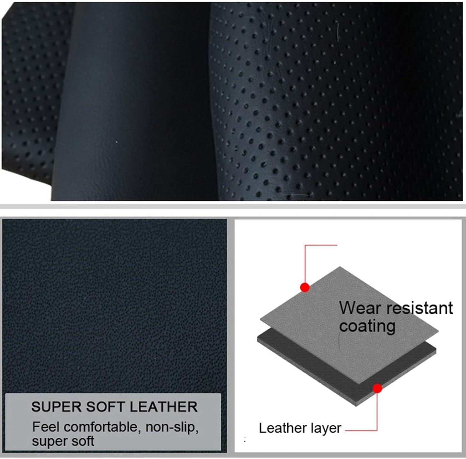 Para SsangYong Korando 2010-2019, funda para volante de automóvil, cuero genuino negro cosido a mano