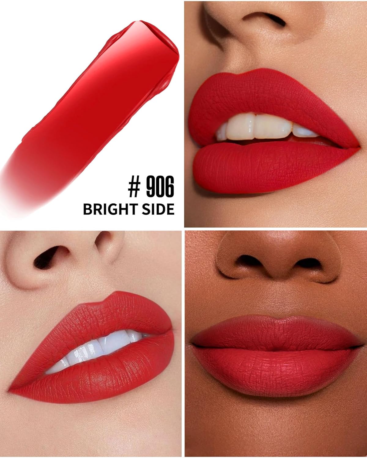 HANLADY Lápiz labial rojo brillante mate, lápiz labial líquido rojo rubí de larga duración para mujeres, a prueba de manchas, manchas de labios, sin