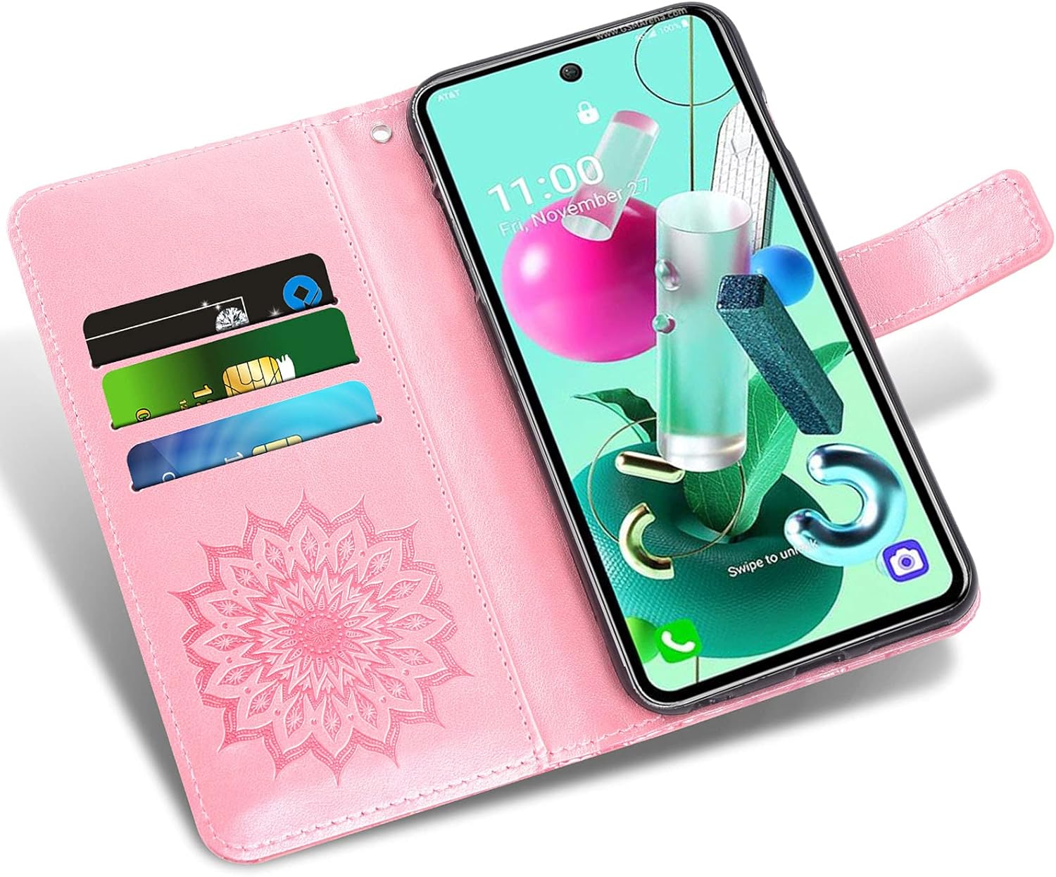 Asuwish Funda de teléfono para LG K92 5G con protector de pantalla de vidrio templado y funda delgada de piel de girasol, soporte para tarjetas,