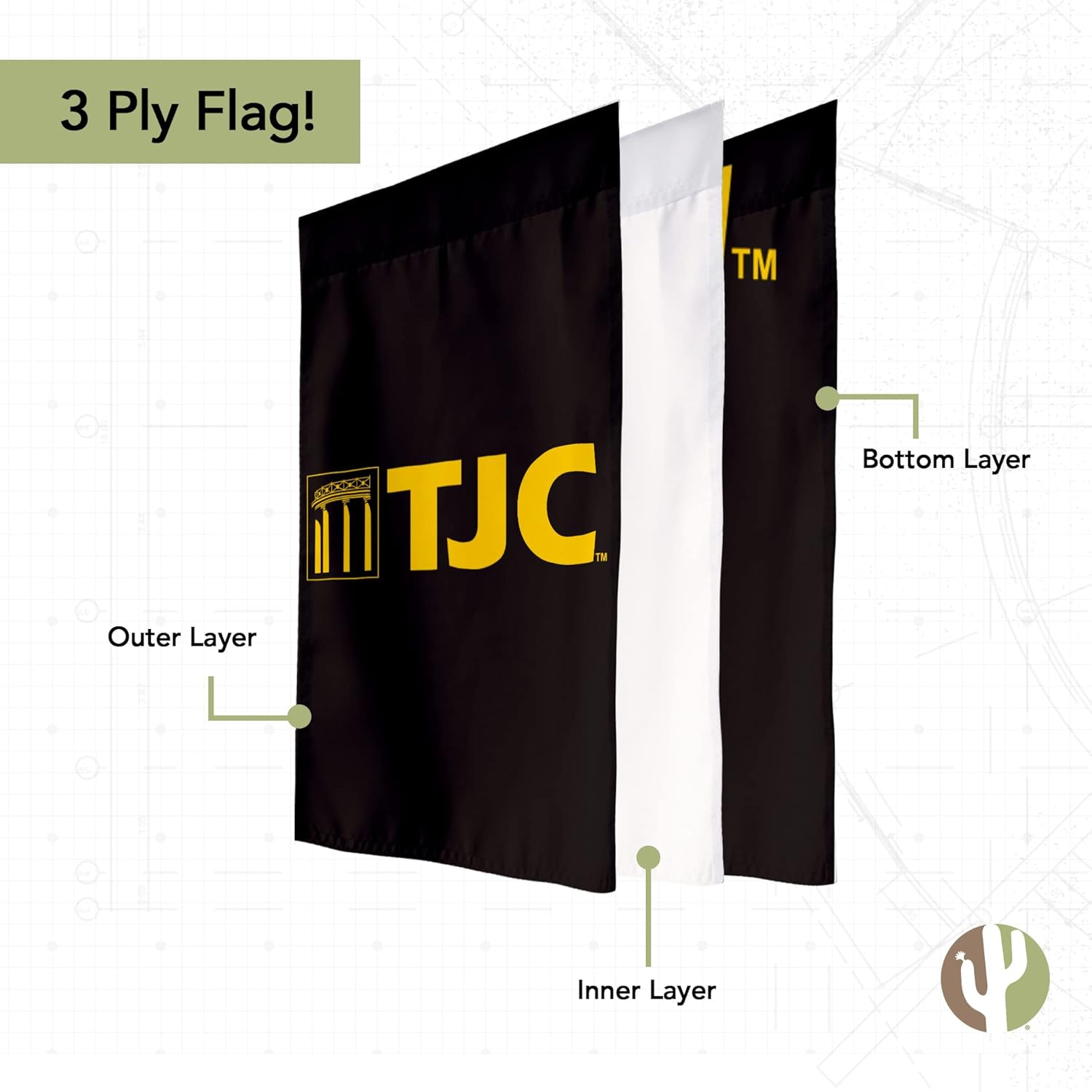 Desert Cactus Tyler Junior College Apaches Bandera de jardín TJC Apaches Banner 100% poliéster (diseño 1)