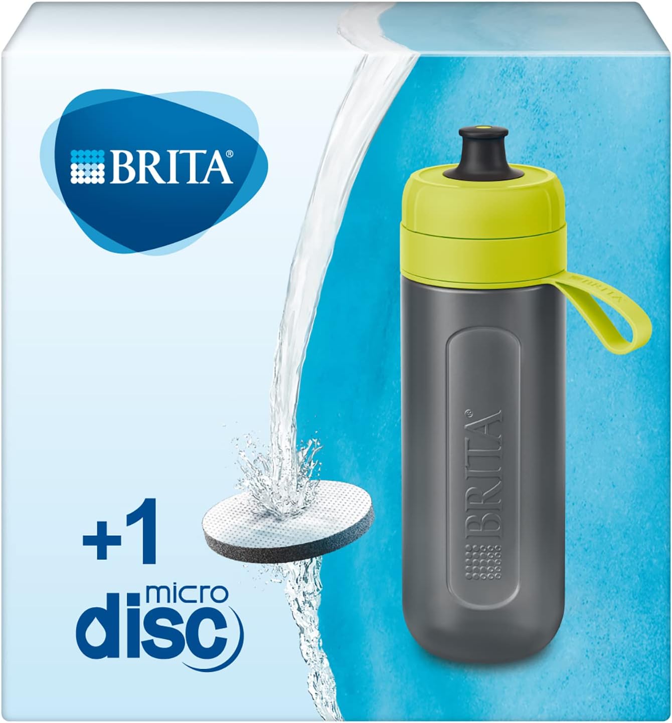 BRITA Botella con filtro de agua activa, reduce el cloro y las impurezas orgánicas, libre de BPA, Lima, 20.3 fl oz