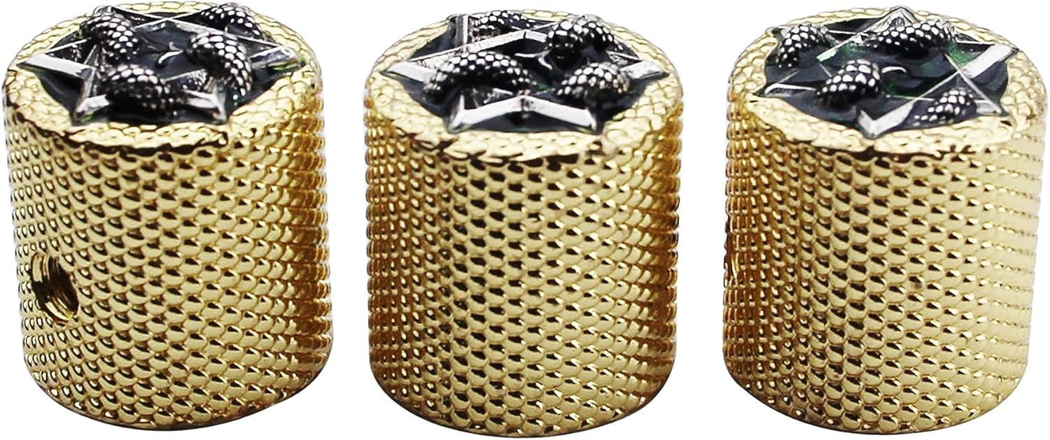 Guyker Perillas de control de potenciómetro de bajo de guitarra con 0.236 in de diámetro. Ollas de eje – 3 piezas de aleación de zinc de tono de