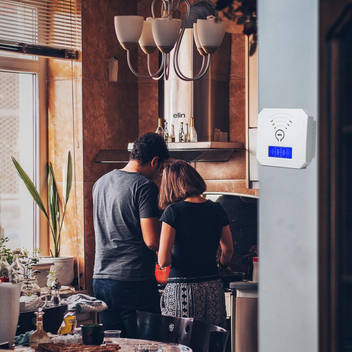COOKSS Detector de monóxido de carbono, 2 unidades, alarma de monitor de gas CO con pantalla digital LCD y advertencia de sonido, alarma de CO de