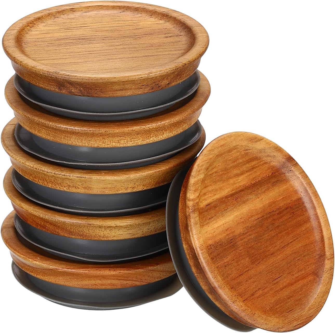 PATIKIL Tapas para tarros de conservas de madera de boca regular, tapas de tarro de conserva, tapas de madera de bambú con bola hermética de