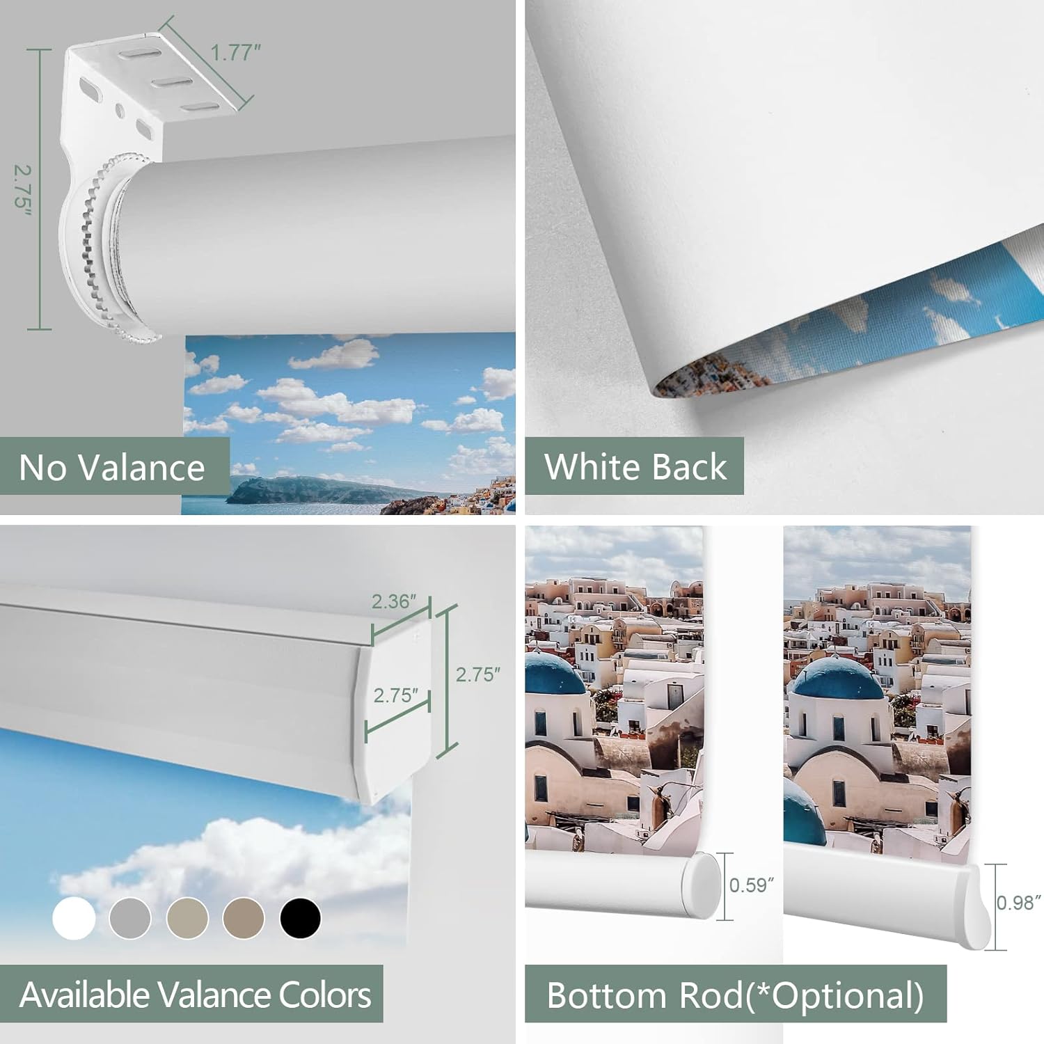 Yoolax Persiana enrollable motorizada con imagen, persianas inteligentes opacas que funcionan con tamaño y foto personalizados de Alexa, persianas