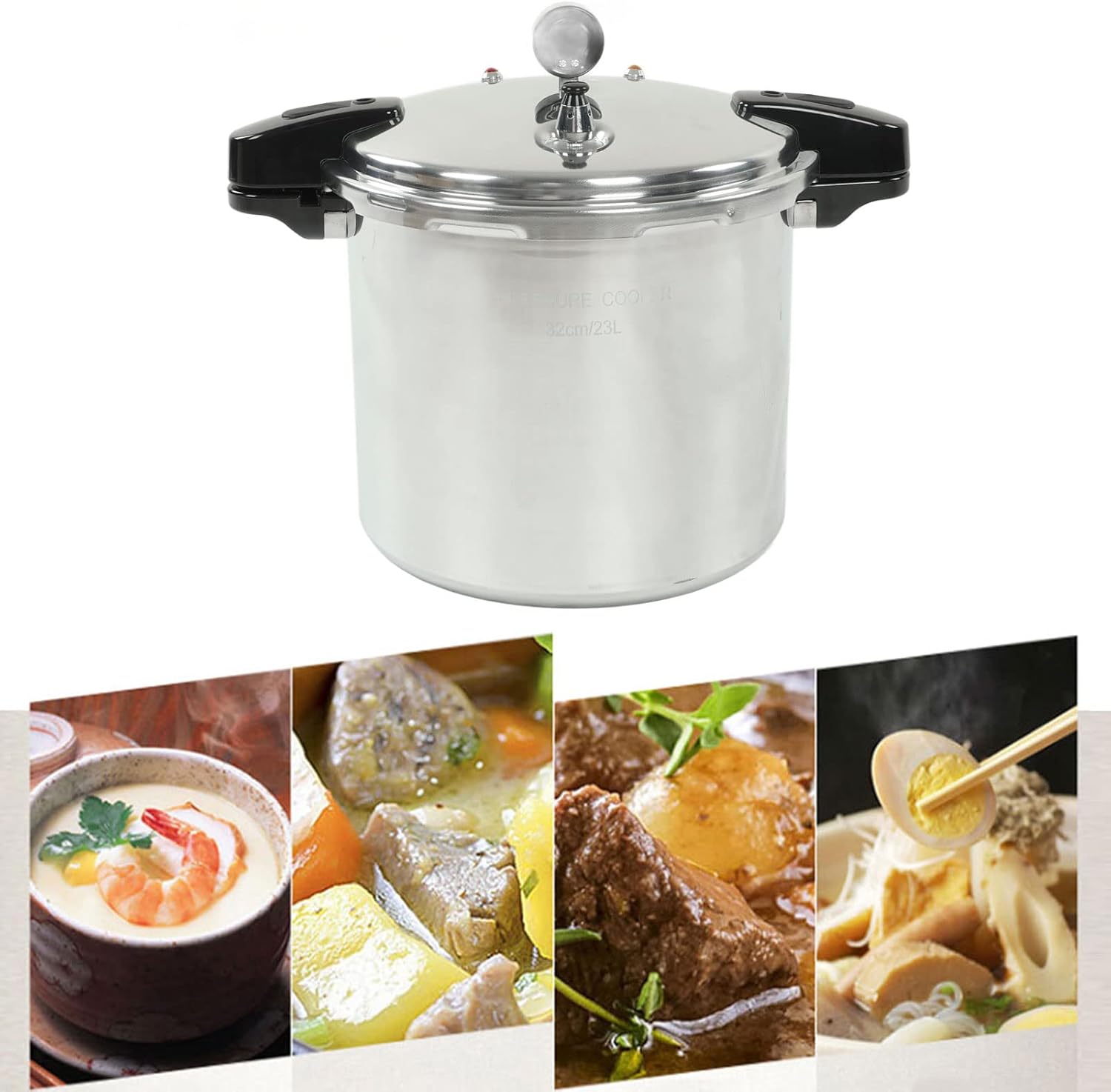 Olla a presión, olla a presión de aleación de aluminio 23L con medidor multifuncional para el hogar, restaurante, hotel, cantina