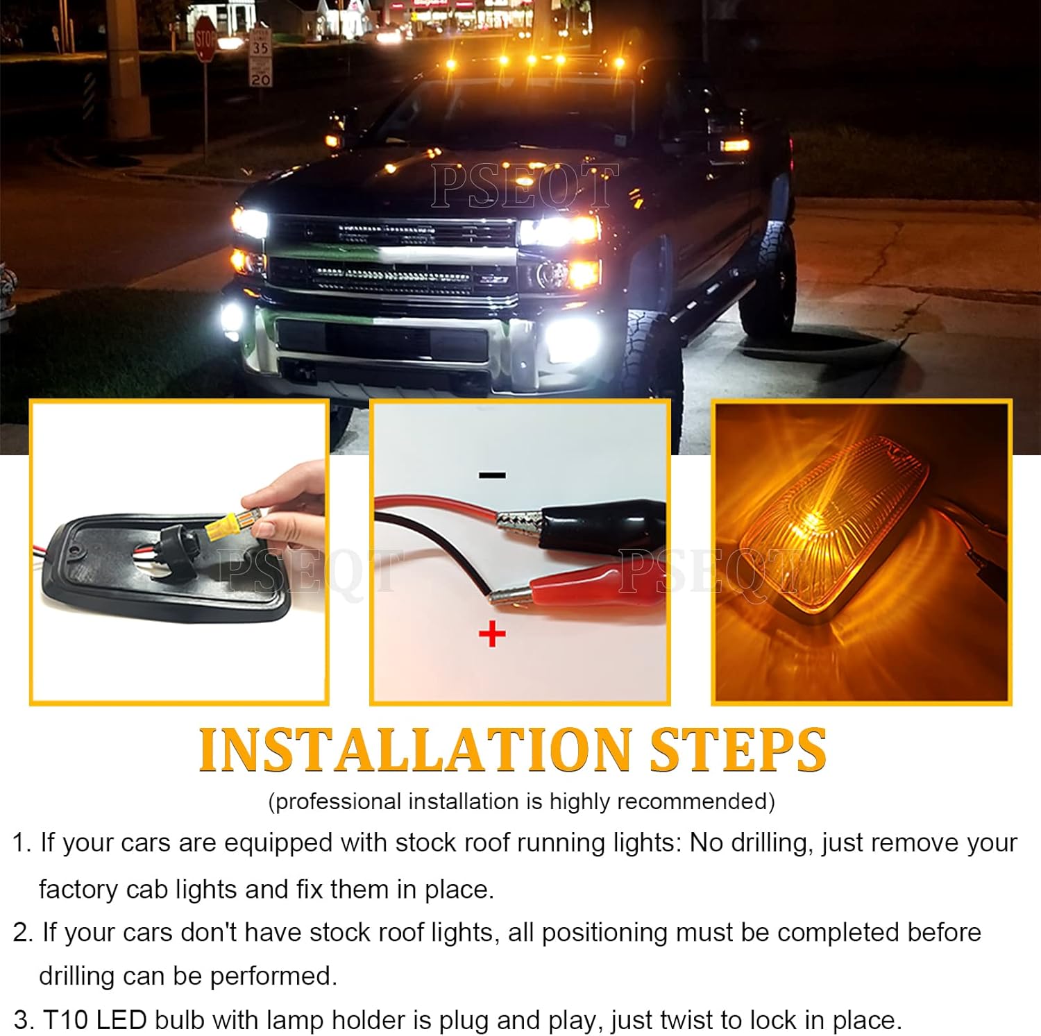 PSEQT 5 luces LED de marcador de techo de cabina compatibles con 1988-2002 CK 1500 2500 3500 5500 6000 6500 7000 7500 12V luces de circulación