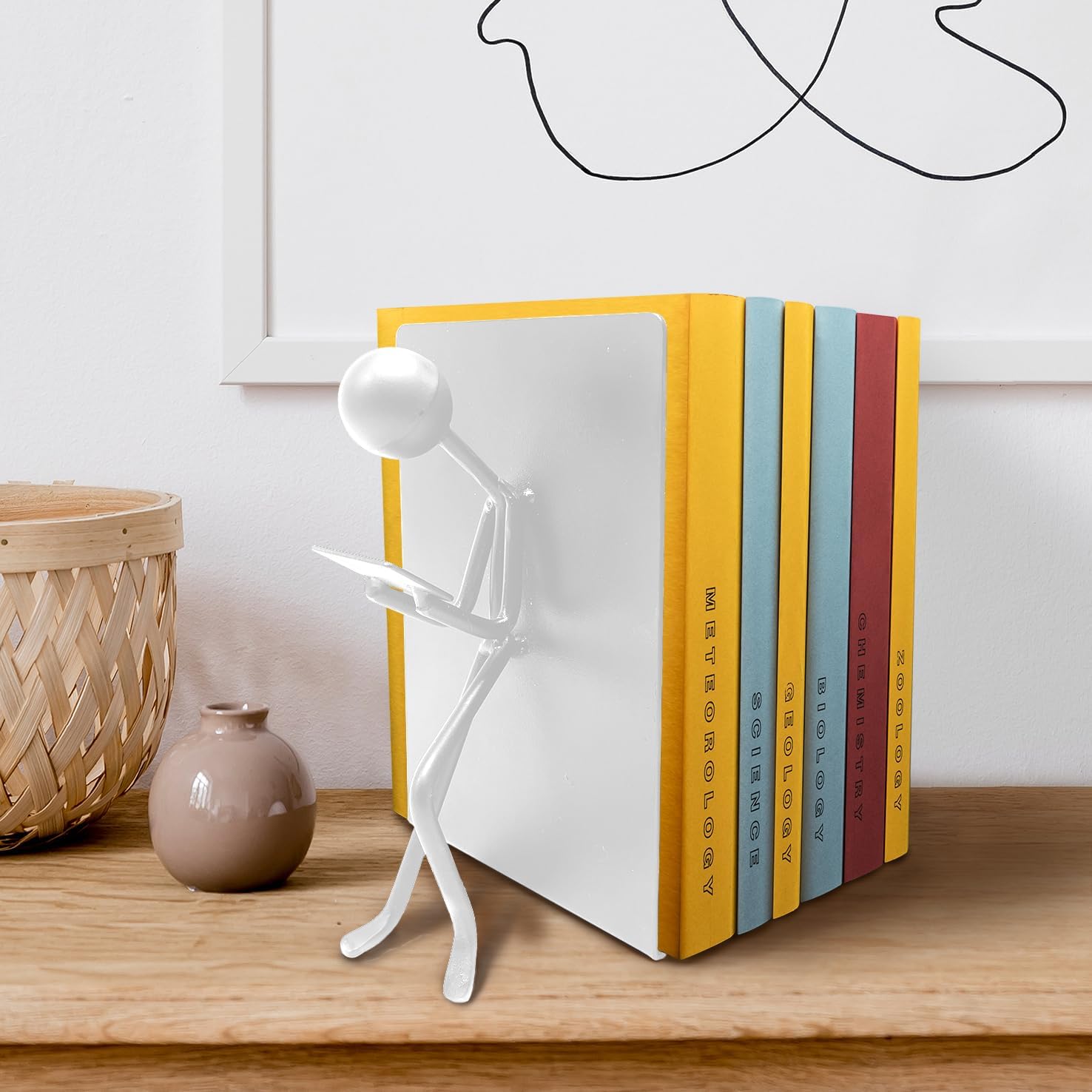 Sujetalibros de escritorio de oficina únicos de metal resistente para uso como decoración de estanterías, hogar, oficina o estantes de cocina. Tapón