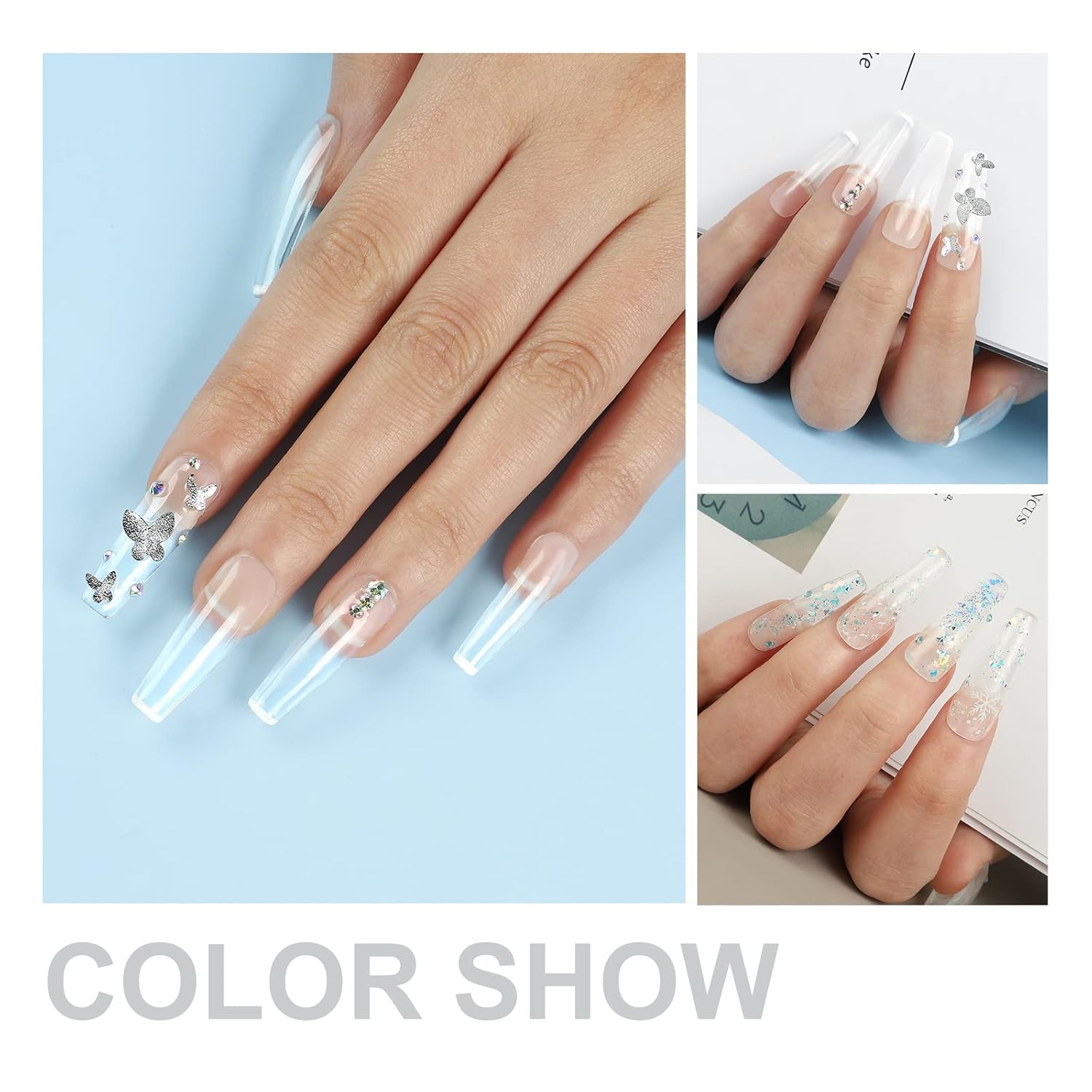 COSCELIA Kit de gel de uñas Builder  3 x 0.2 fl oz gel de extensión de uñas transparente para reparación de uñas y fortalecimiento de gel duro UV