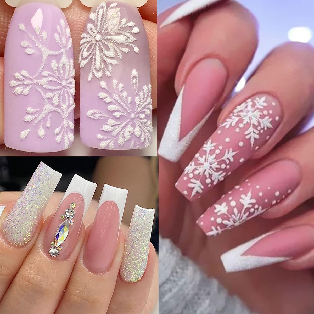 Polvo de purpurina para uñas de azúcar blanco superfino para diseño de uñas de copo de nieve de Navidad, efecto brillante de azúcar, copos de