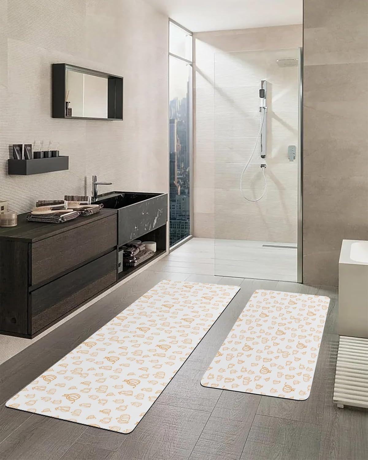 Tapete de baño de otoño para bañera, antideslizante, de secado rápido y absorbente, de tierra de diatomeas, tapete de cocina, calabaza, cosecha