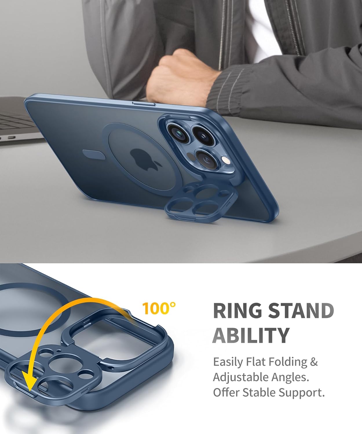 Funda diseñada para iPhone 15 Pro Max, potente atracción magnética soporte de protector de cámara protección contra caídas de grado militar cubierta