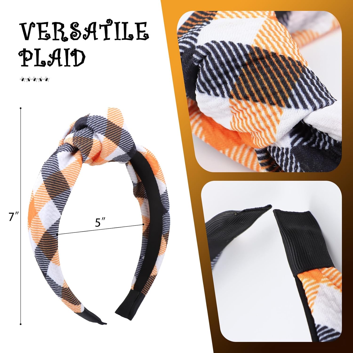 YanJie Diadema anudada para mujer, banda ancha antideslizante para Halloween, lazos para el cabello, accesorios para el cabello de bebé, aros