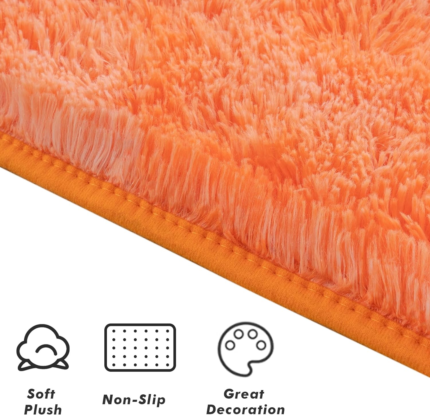 Softlife Alfombra para dormitorio, alfombra de pasillo de 2 x 6 pies, alfombra de felpa esponjosa para sala de estar, alfombra de pelo naranja
