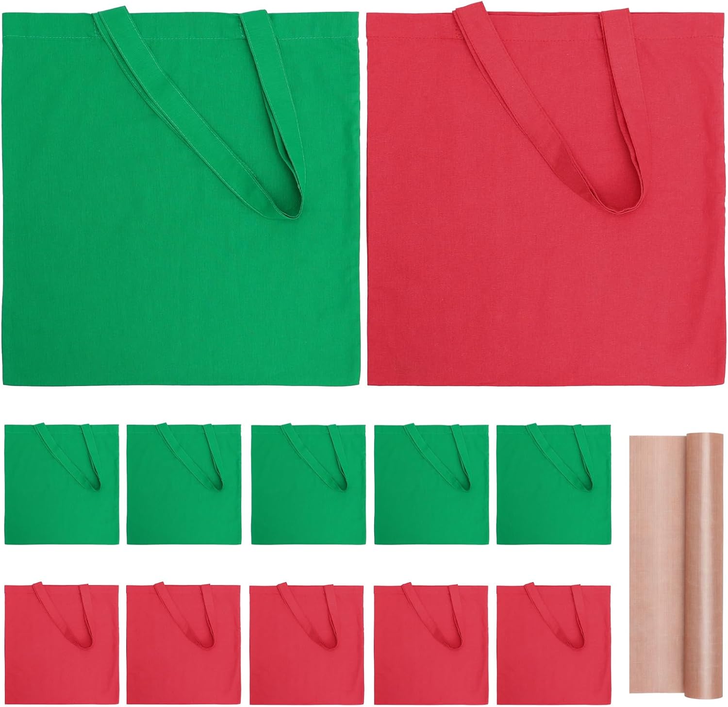 FunisFun Paquete de 10 bolsas de lona en blanco, bolsa de compras a granel para manualidades con una hoja de teflón PTFE DIY bolsa de comestibles