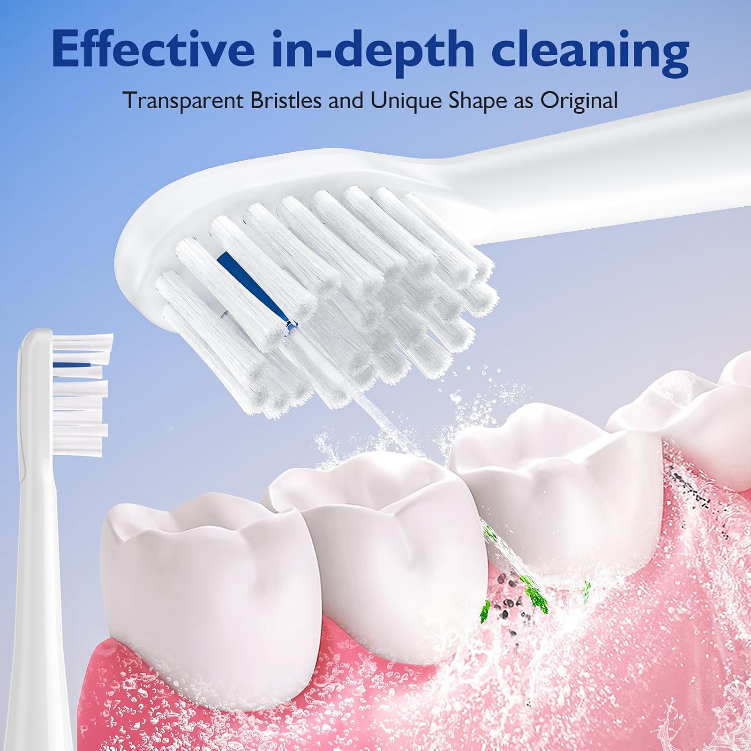 Cabezales de repuesto para cepillo de dientes Water-Pik Sonic Fusion y Sonic Fusion 2.0, SF01, SF02, SF03 y SF04, cerdas transparentes, forma