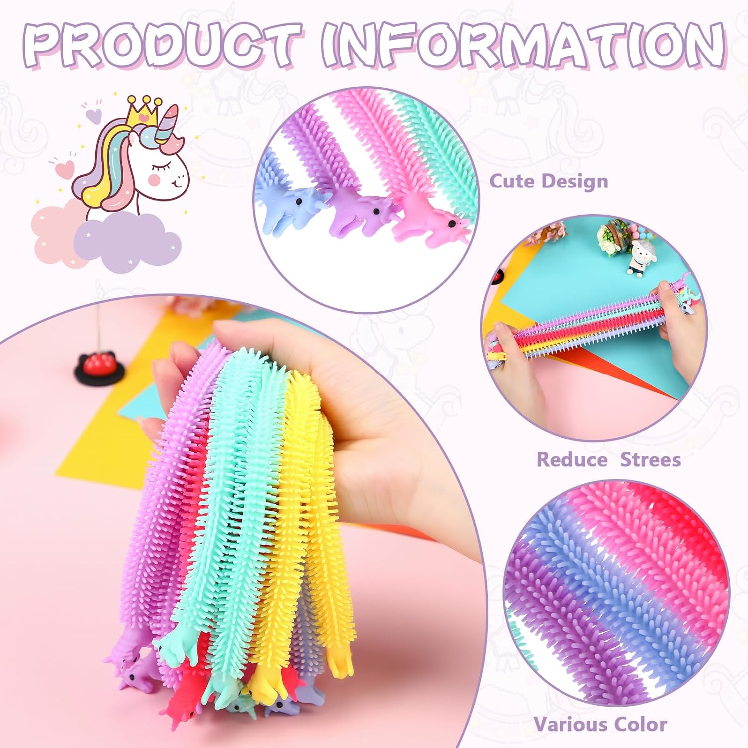 100 piezas de cuerda elástica Fidget Toys Sensorial Cuerdas Elásticas Dinosaurio Alpaca Unicornio Cuerdas Elásticas Animal Juguetes Sensoriales a