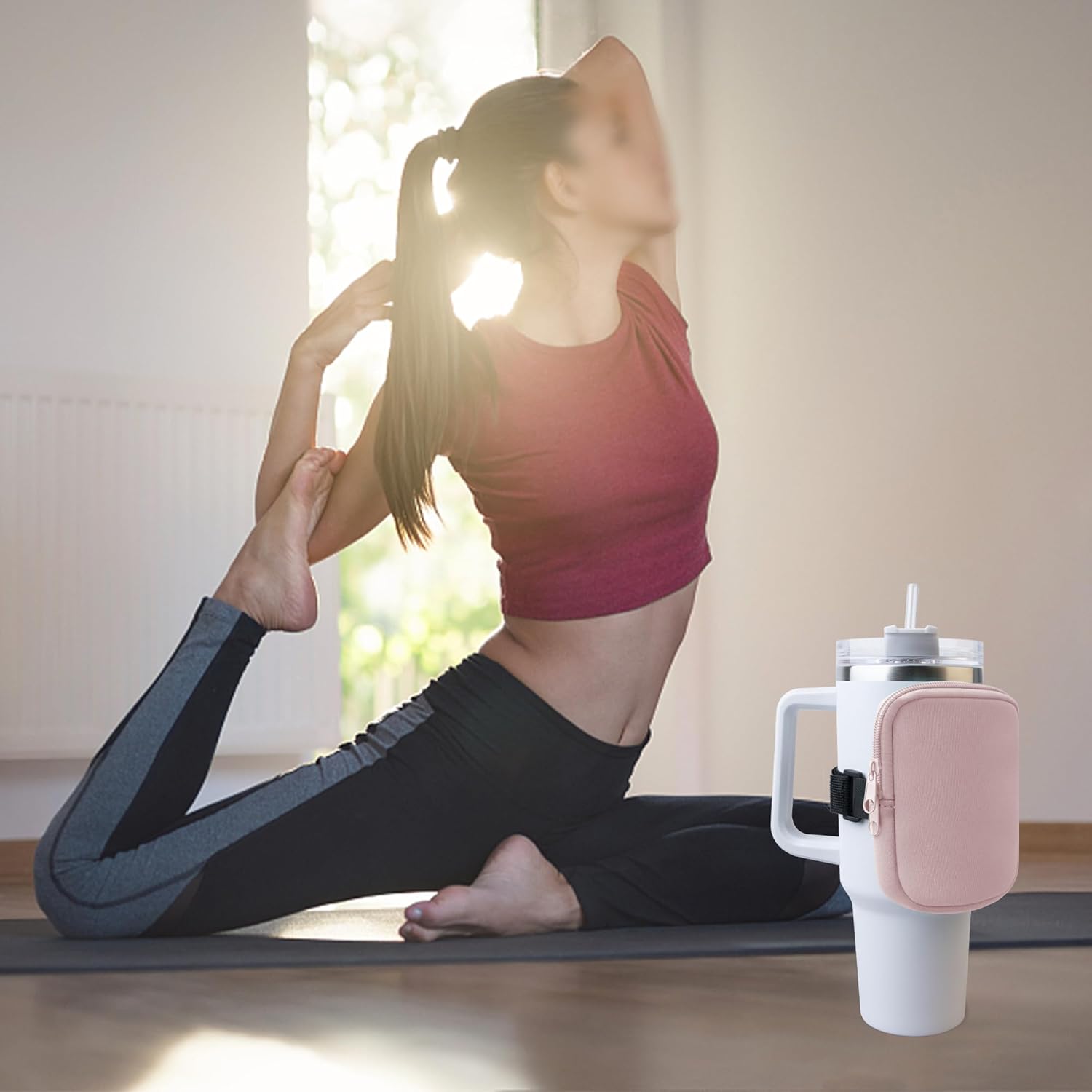 Bolsa para botella de agua Stanley de 40 onzas con asa, accesorios de gimnasio para mujer, bolsa para cinturón compatible con StanleySimple Modern