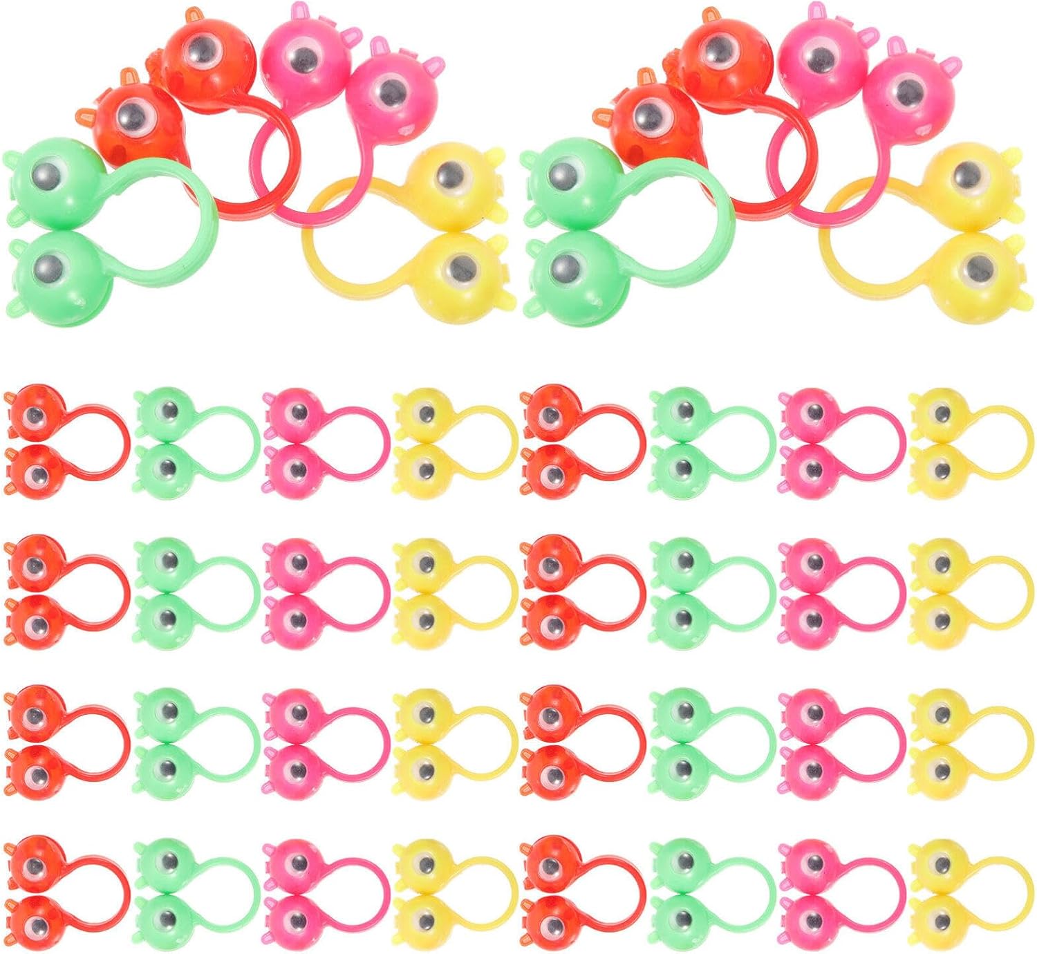 VILLCASE 50 piezas de rompecabezas de juguetes de ojos anillos de ojo divertido anillo de ojos de juguete Ojos de juguete de marioneta de juguete de