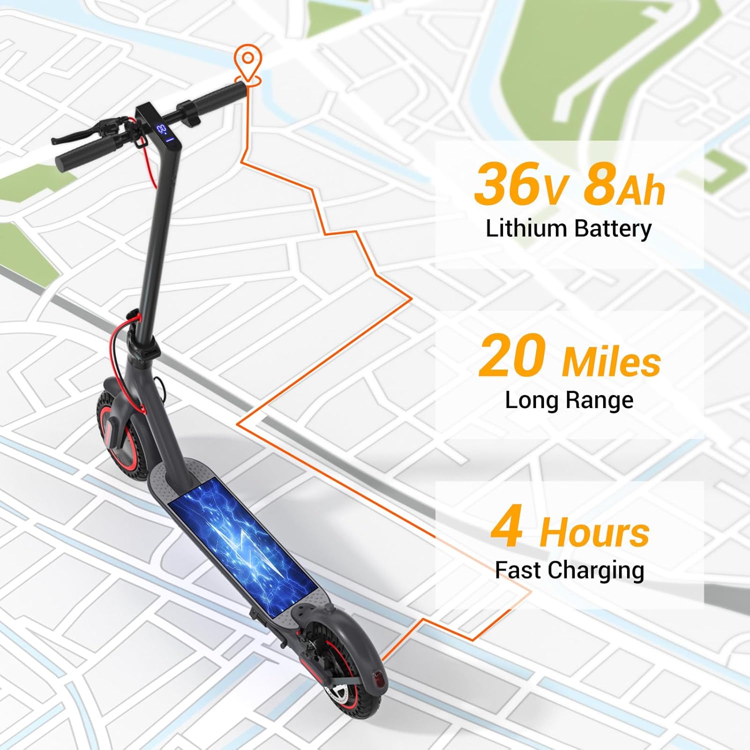 Electric Scooter Adults Teens, 500W Peak Motor, 20 Miles Range, 15.5Mph eScooter, 8.5″ Tires, Dual Braking System, Portable Folding Commuting