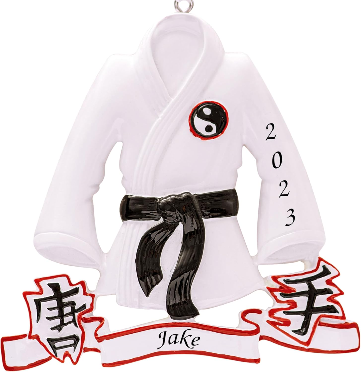 Adorno de Navidad personalizado de karate 2023  Personalización gratuita  Chaqueta de karate personalizada con cinturón negro para el árbol de