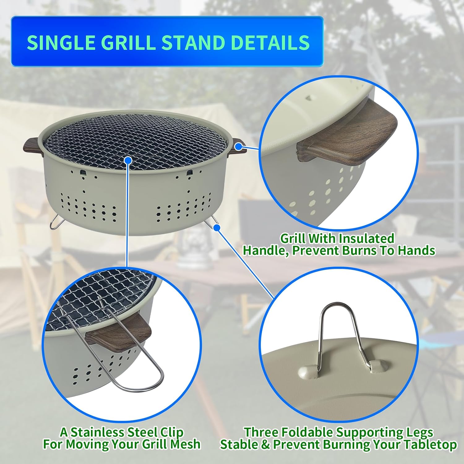 12 pulgadas portátil carbón pequeñomini parrilla con patas plegables para cocinar al aire libre barbacoa camping barbacoa