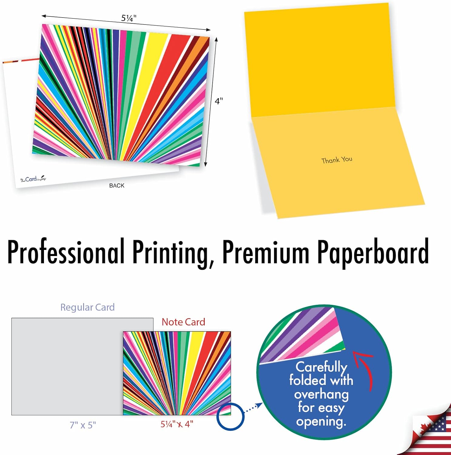 The Best Card Company – 10 tarjetas de agradecimiento coloridas con sobres de 4 x 5.12 pulgadas, patrones fascinantes de colores brillantes,