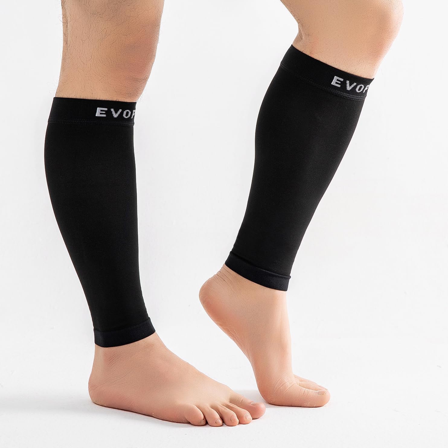 15-20mmHg 1 par de calcetines de compresión para hombres y mujeres con manga ancha de pantorrilla para soporte de piernas, alivio del dolor